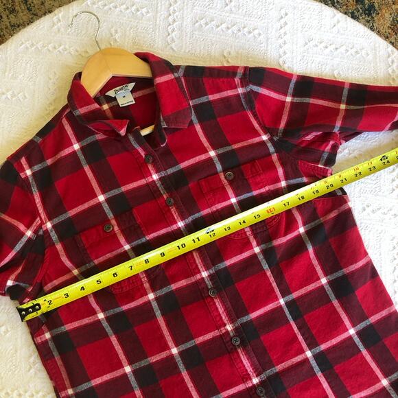 Duluth Trading Co Red Plaid Flannel Shirt M 100% Cotton Vented Workwear Outdoor - Picture 9 of 9